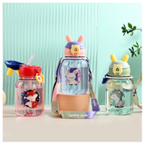 Botella Plástica 600ML Con Bombilla y Correa Kawai Sin BPA Niños