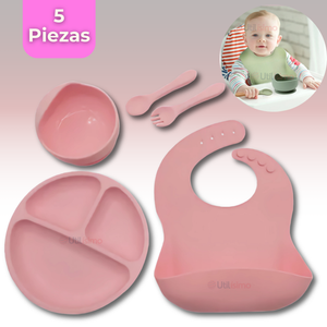 Set De Alimentación Bebé Silicona 5 Piezas Libre BPA Colores Surtidos