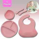Set De Alimentación Bebé Silicona 5 Piezas Libre BPA Colores Surtidos