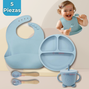Set De Alimentación Bebé Silicona Con Vaso 5 Piezas Libre BPA