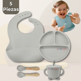 Set De Alimentación Bebé Silicona Con Vaso 5 Piezas Libre BPA