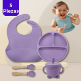 Set De Alimentación Bebé Silicona Con Vaso 5 Piezas Libre BPA