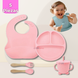 Set De Alimentación Bebé Silicona Con Vaso 5 Piezas Libre BPA