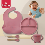 Set De Alimentación Bebé Silicona Con Vaso 5 Piezas Libre BPA