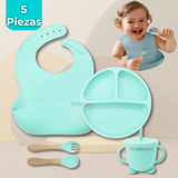 Set De Alimentación Bebé Silicona Con Vaso 5 Piezas Libre BPA