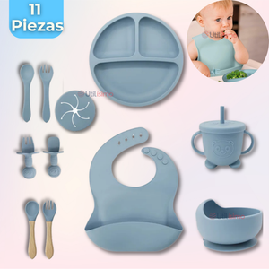 Set De Alimentación Bebé Silicona Con Vaso 11 Piezas Libre BPA