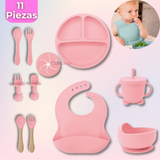 Set De Alimentación Bebé Silicona Con Vaso 11 Piezas Libre BPA