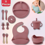 Set De Alimentación Bebé Silicona Con Vaso 11 Piezas Libre BPA