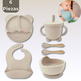 Set De Alimentación Bebé Silicona De Oso 6 Piezas Libre BPA