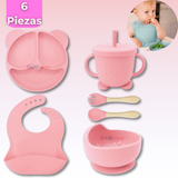 Set De Alimentación Bebé Silicona De Oso 6 Piezas Libre BPA