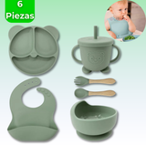 Set De Alimentación Bebé Silicona De Oso 6 Piezas Libre BPA