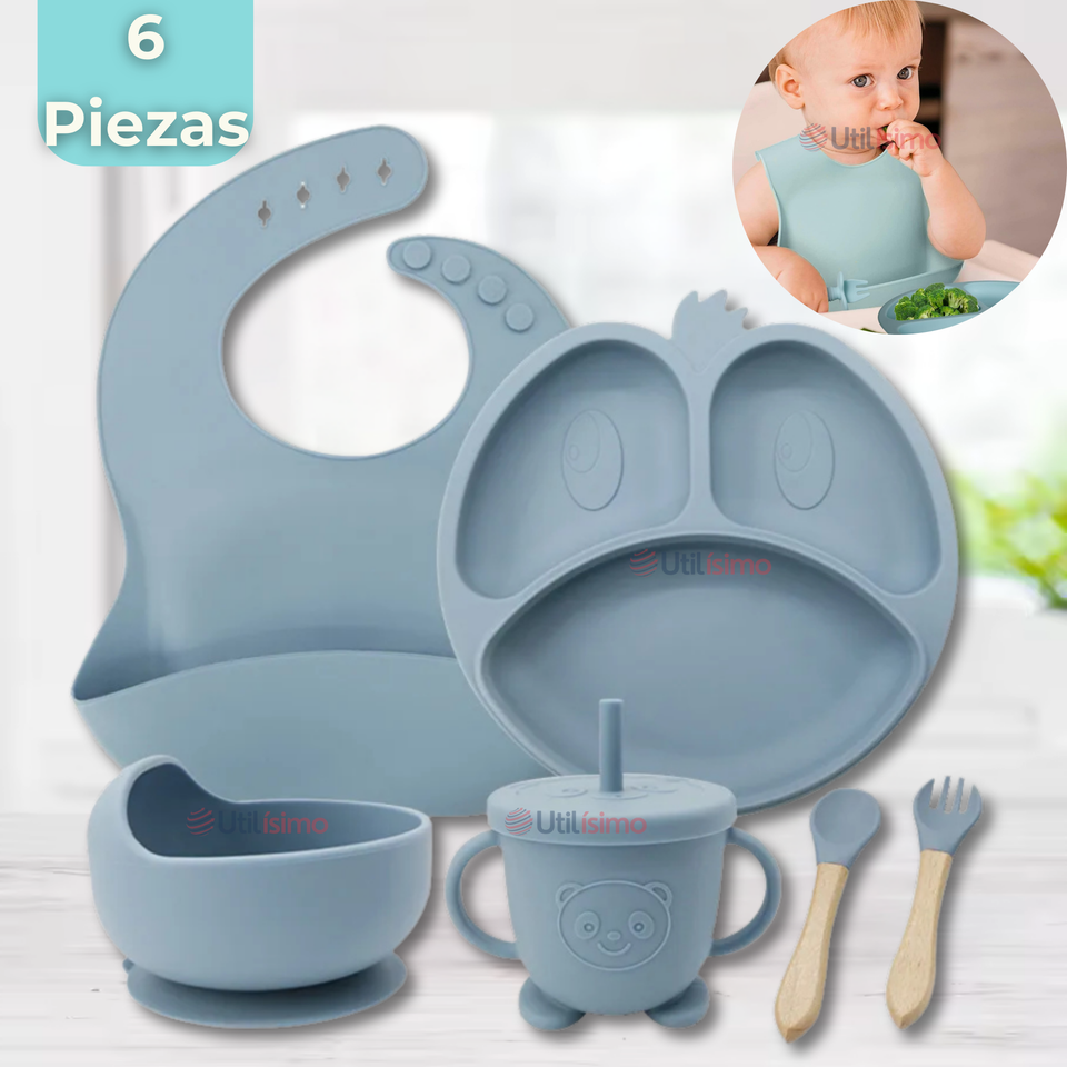 Set De Alimentación Bebé Silicona De Formas 6 Piezas Libre BPA