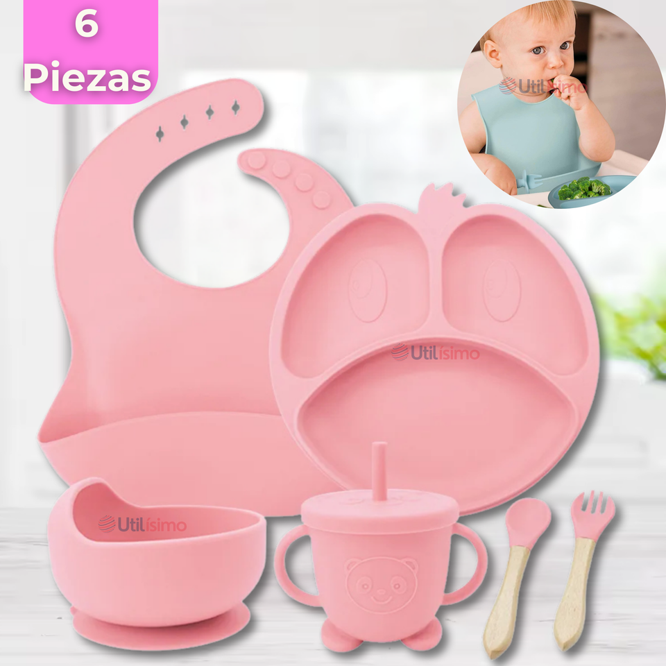 Set De Alimentación Bebé Silicona De Formas 6 Piezas Libre BPA