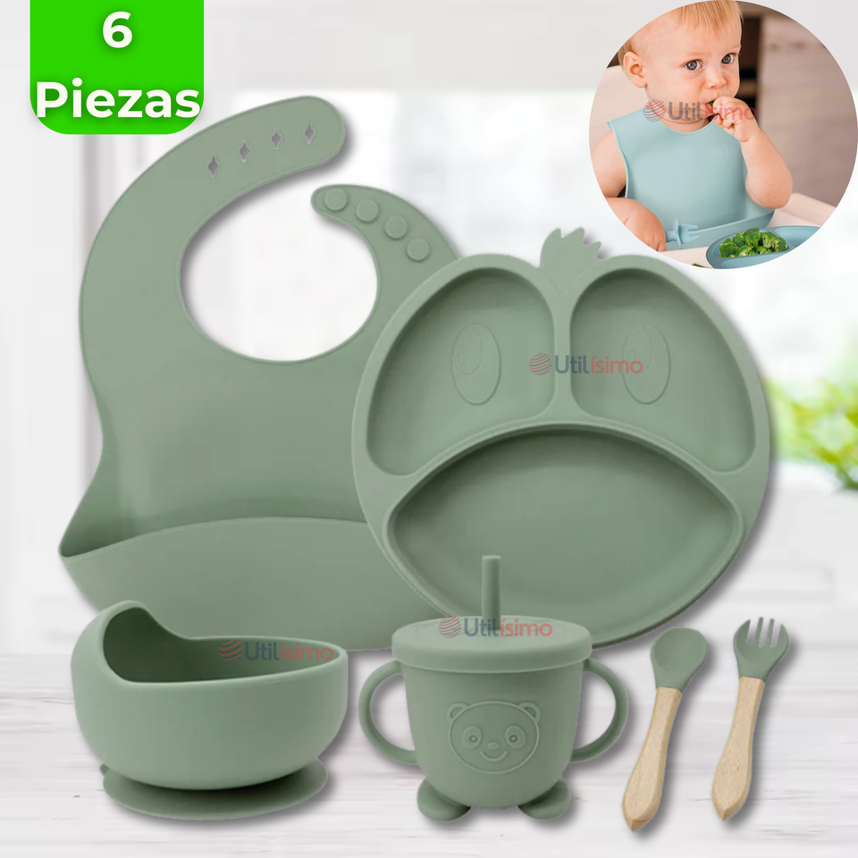 Set De Alimentación Bebé Silicona De Formas 6 Piezas Libre BPA