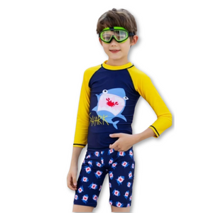 TRAJE DE BAÑO SPF UV50+ 2 PIEZAS MANGA LARGA NIÑO Navy Blue Shark