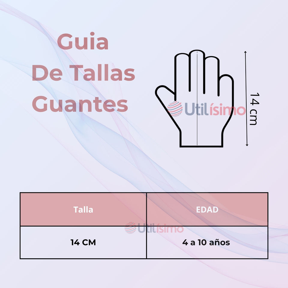 Guantes 14cm Lana Acrílica Niña Estampado Flores Colores Surtidos