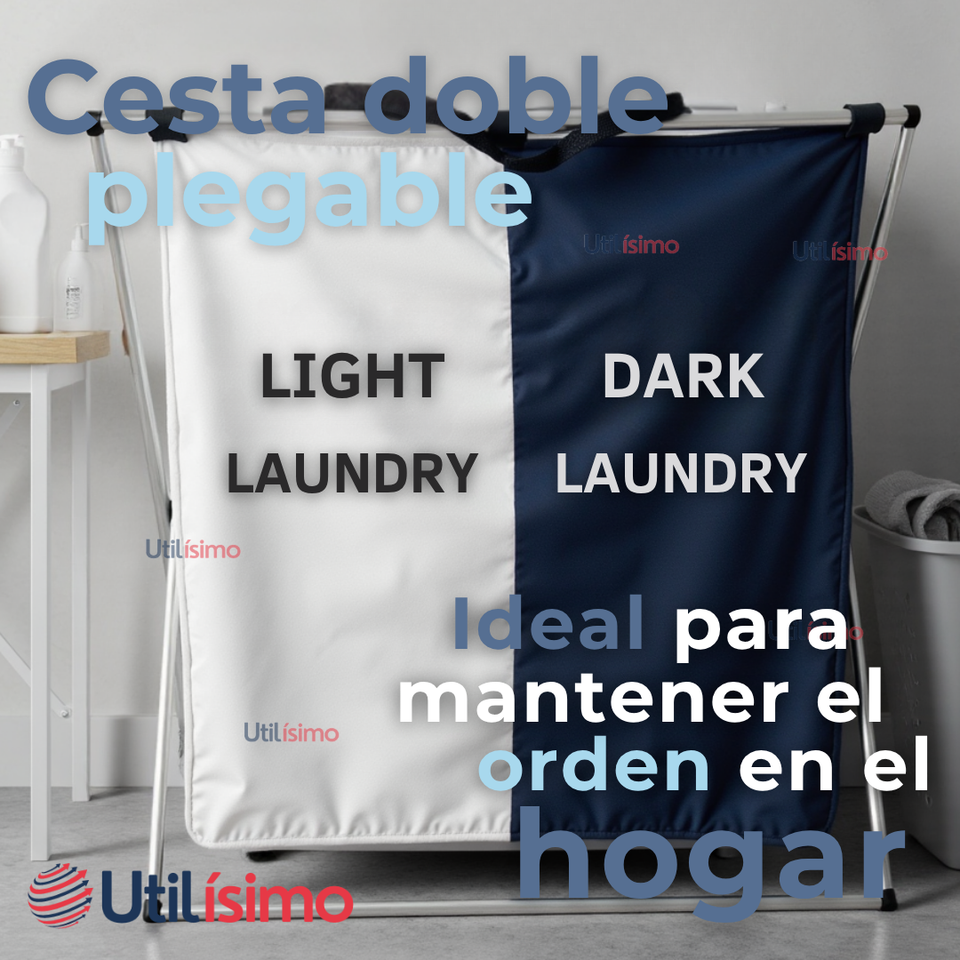 Canasto Ropa Plegable Tela Diseño 2 en 1 Práctico Para El Hogar