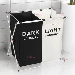 Canasto Ropa Plegable Tela Diseño 2 en 1 Práctico Para El Hogar