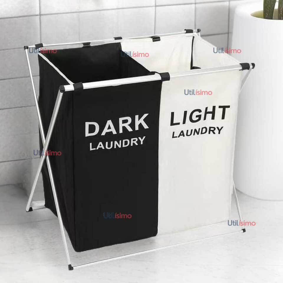 Canasto Ropa Plegable Tela Diseño 2 en 1 Práctico Para El Hogar