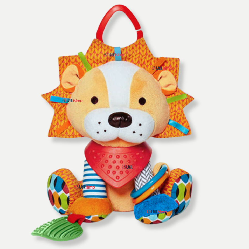Juguete Peluche Animales Sensorial Con Mordedor Y Sonajero Diseño León Niña y Niño