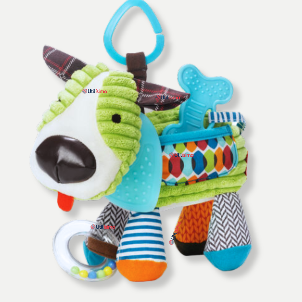 Juguete Peluche Animales Sensorial Con Mordedor Y Sonajero Diseño Perrito Niña y Niño
