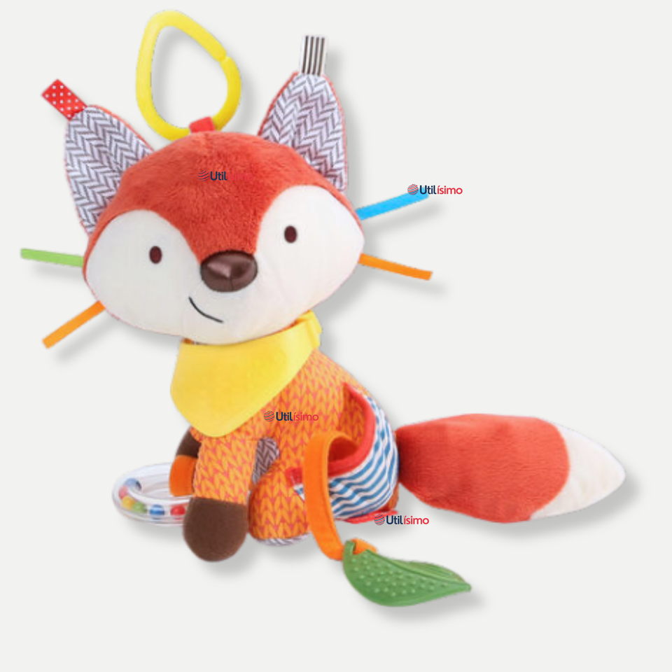 Juguete Peluche Animales Sensorial Con Mordedor Y Sonajero Diseño Zorrito Niña y Niño