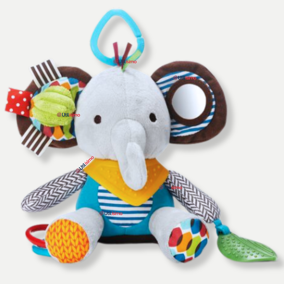 Juguete Peluche Animales Sensorial Con Mordedor Y Sonajero Diseño Elefante Niña y Niño