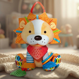 Juguete Peluche Animales Sensorial Con Mordedor Y Sonajero Diseño León Niña y Niño