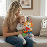 Juguete Peluche Animales Sensorial Con Mordedor Y Sonajero Diseño León Niña y Niño