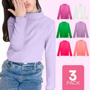 Pack 3 Camisetas Beatle 100% Polar Polera Cuello Alto Niña Colores Surtidos