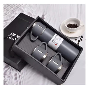 Set Termo Vaso Térmico Acero Inox 500ml + 3 Tazas Tapa XL