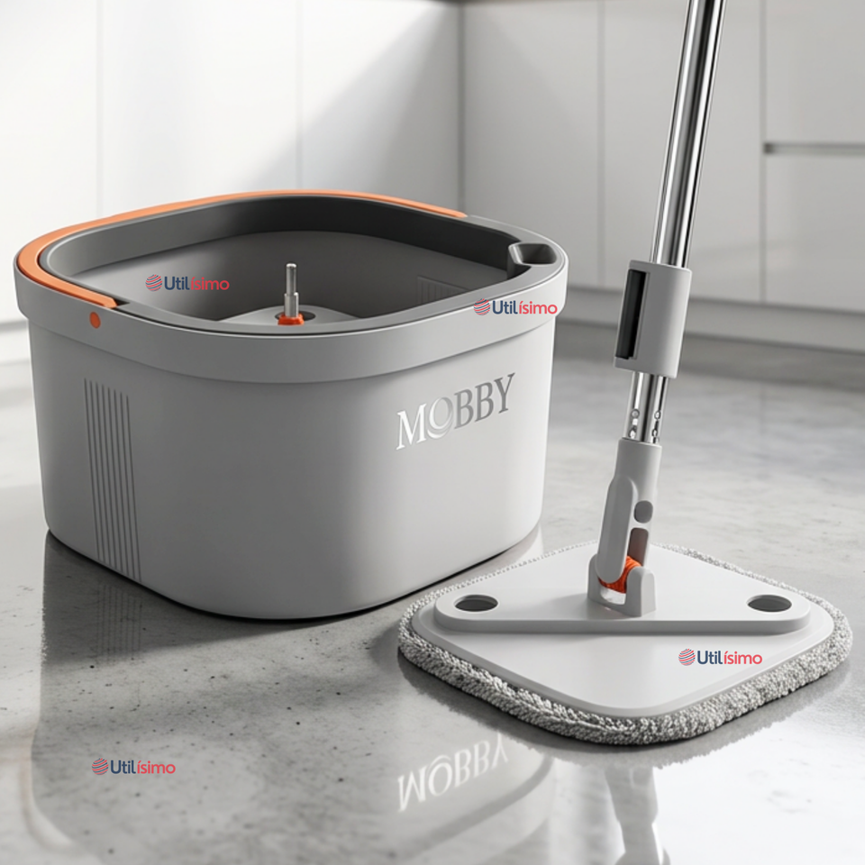 Trapeador Mopa Giratorio 360° Balde Centrifugo Microfibra