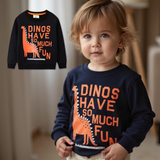 Polerón Algodón Cuello Redondo Niño Negro Dinosaurio