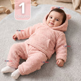 Buzo Polerón Conjunto Polar Niña Con Capucha Unicolor Rosado