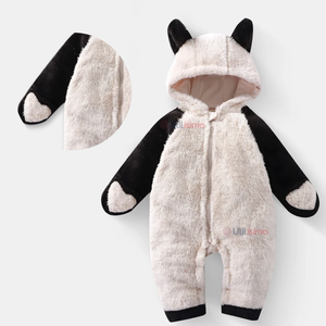 Enterito Osito Polar Con Capucha Blanco y Negro Bebé