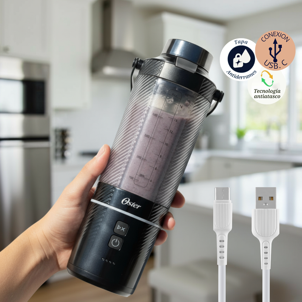 Oster Licuadora Portátil, GoMAX, 590 ml de Capacidad, para Smoothies, Negro, BLSTGFP-B20-000