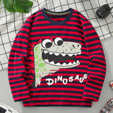 Polera Manga Larga Niño 100% Algodón Dinosaurio Rojo Camiseta