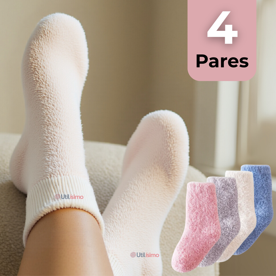 4 pares Calcetines Térmicos Poliéster Peludito Niña Surtidos