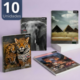 Pack 10 Cuadernos Universitario Animal & Places Ross 7mm 100 hojas Diseños Surtidos
