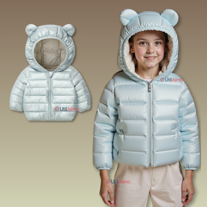 Parka Con Capucha Mangas Larga Niña Metallic Light Blue