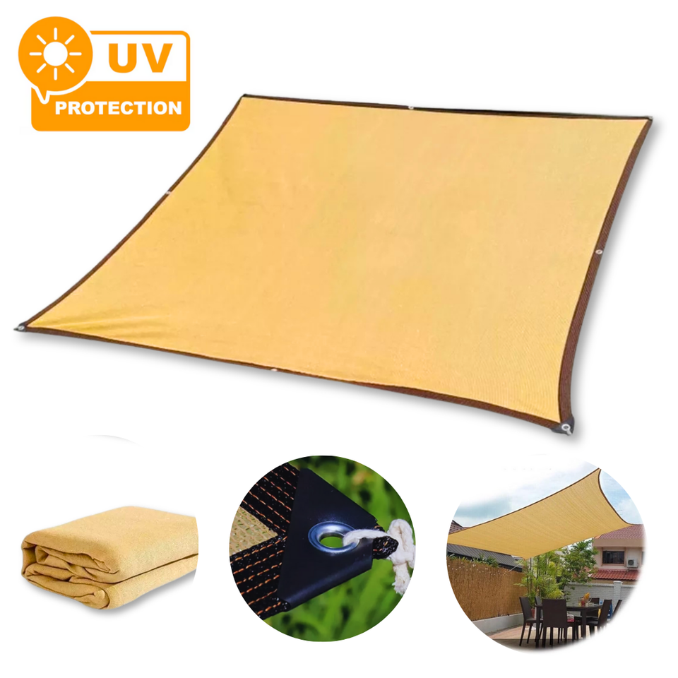 Malla Sombreadora Toldo Vela Rectangular 5x5m Hdpe Beige Protección UV