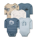 Pack 5 Bodys Bebé Niño Manga Larga Tedmimak 100% Algodón