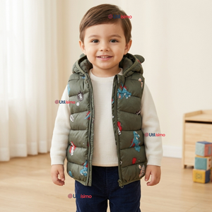 Parka Infantil Con Capucha Sin Manga Bebe Niño