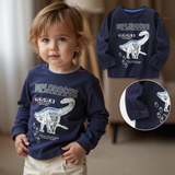 Polera Manga Larga Niño 100% Algodón Dinosaurio Azul Camiseta