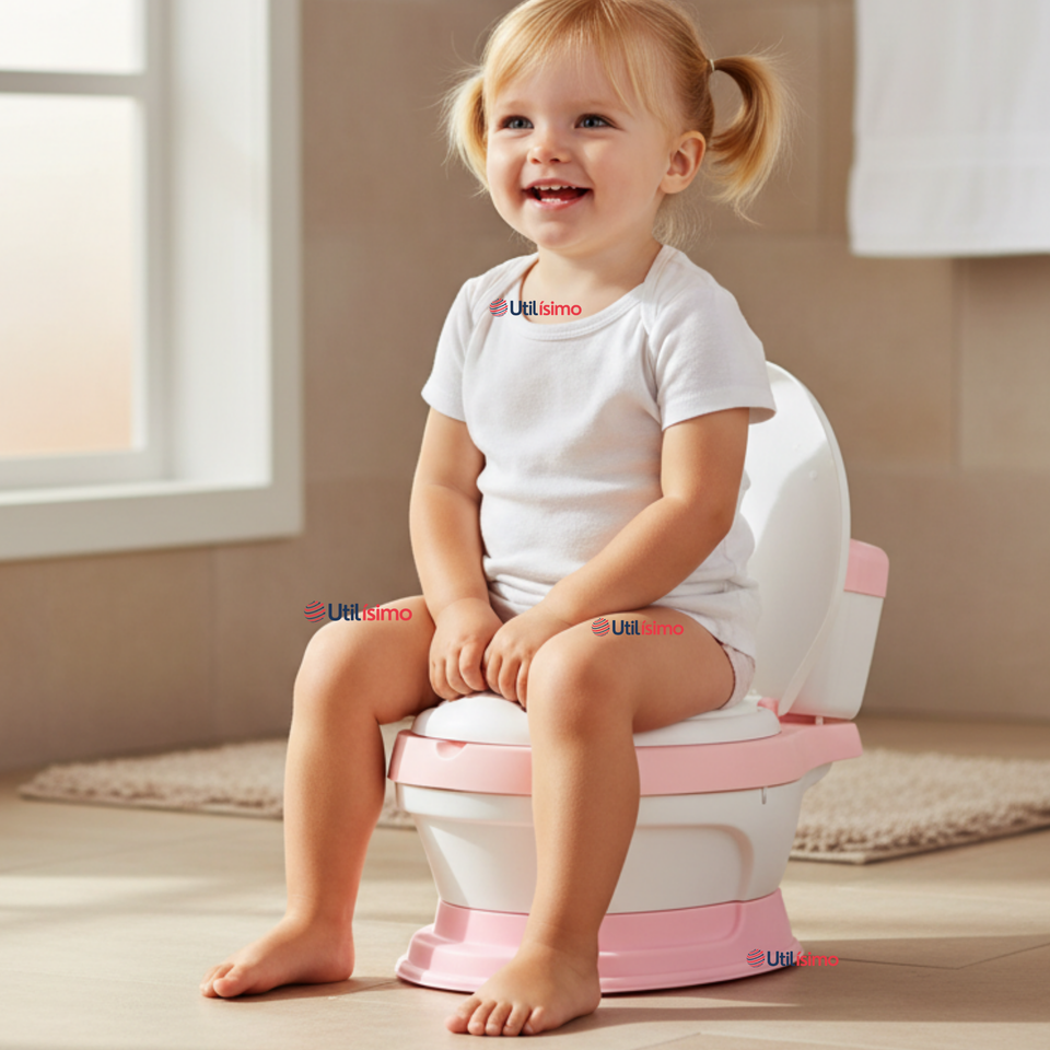 Pelela Inodoro Baño Entrenador Portátil Niña Rosa Asiento Acojinado