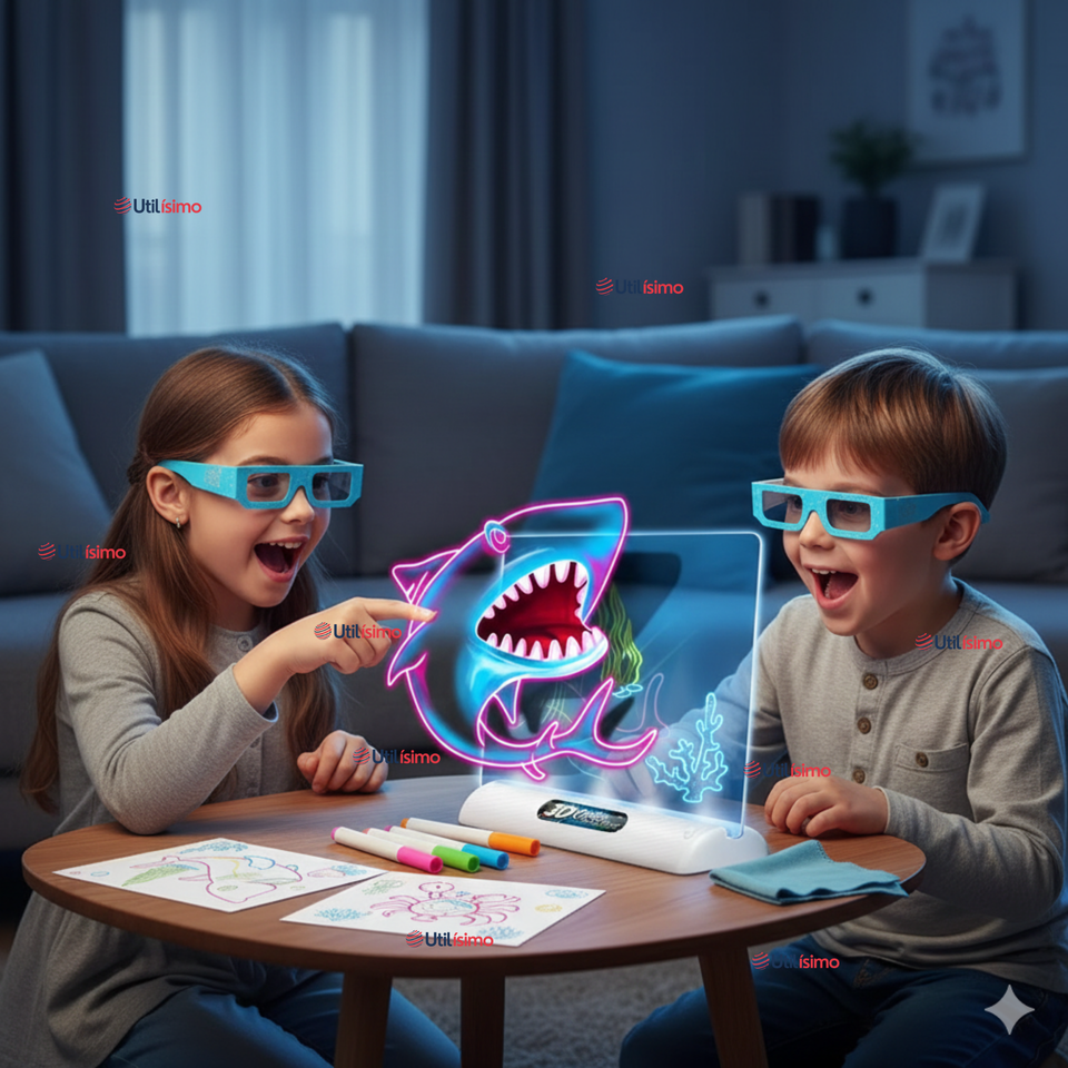 Pizarra Mágica Luz Led 3D Niño o Niña con Plantillas de Dibujos