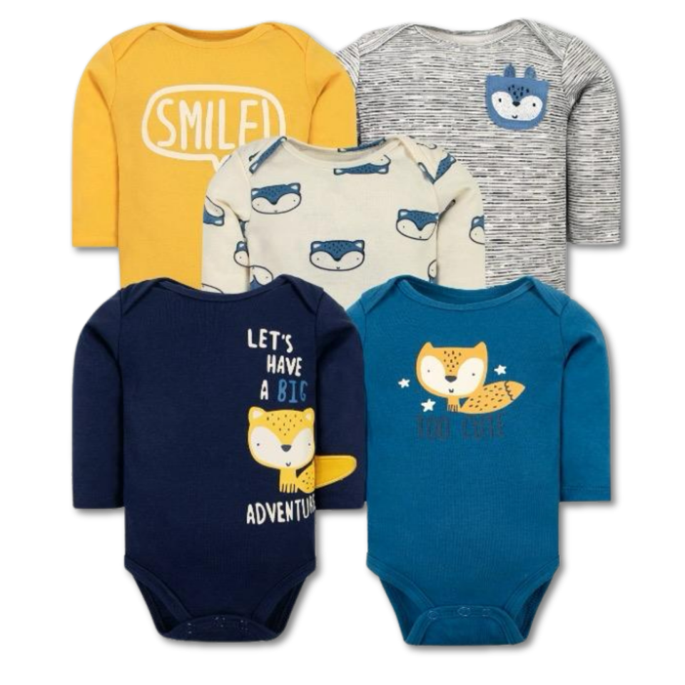 Pack 5 Bodys Bebé Niño Manga Larga Tedmimak 100% Algodón