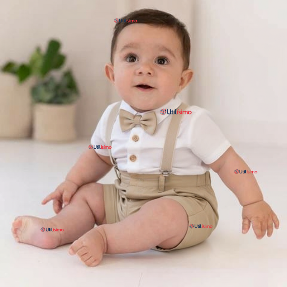 Conjunto De Vestir Con Tirantes Camisa Pantalón Corto Algodón Bebe