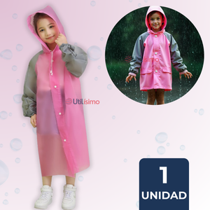 Poncho Niña Impermeable  Rosado