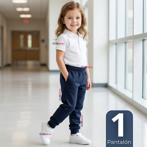 Buzo Pantalón Escolar Niña Unisex 100% Algodón Azul Bota Acanalada 3 a 16 años